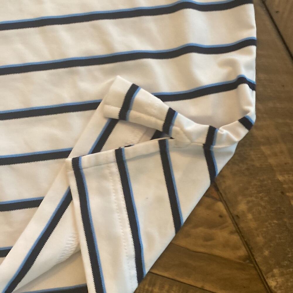 Mens Footjoy Golf Polo. White with Cyan Navy Stripes. Size XL. - Picture 3 of 8